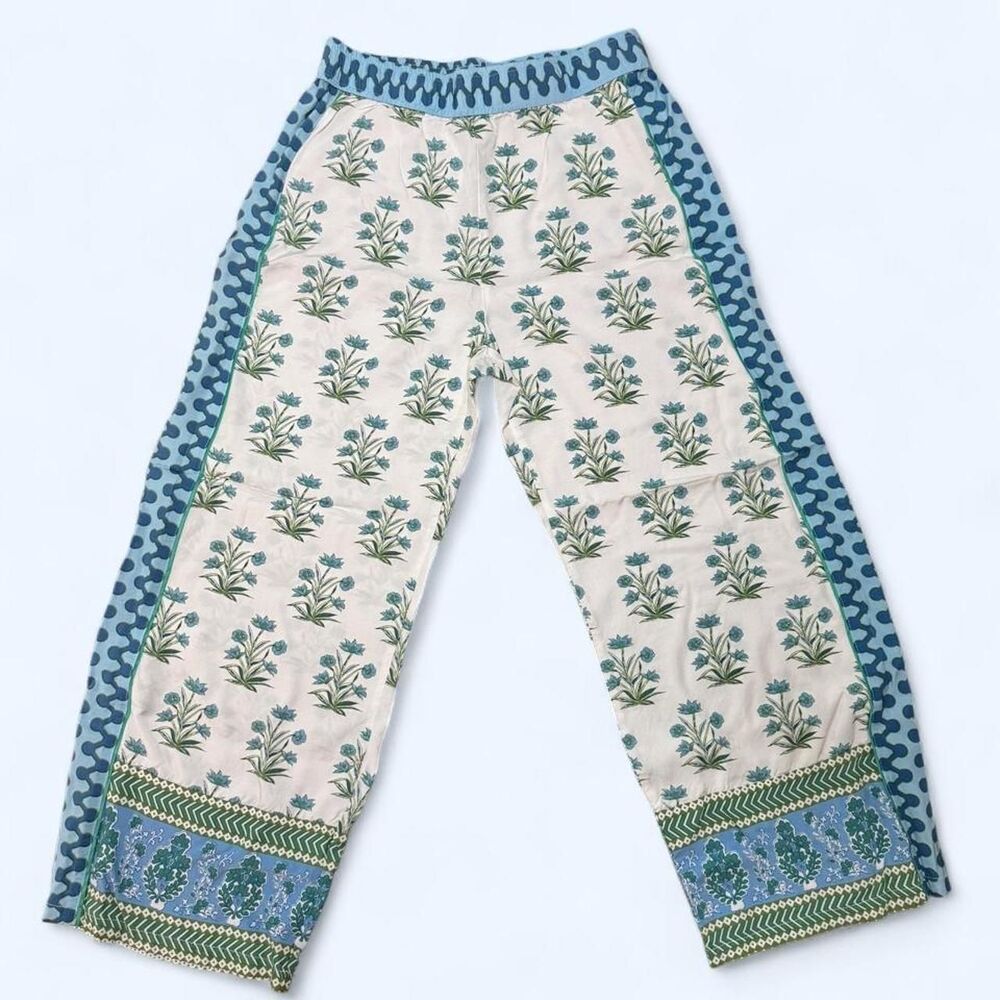 Philosophy Blue & White Floral Border Print Soft Pants
